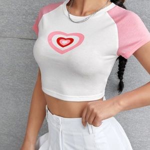 Pink Heart Crop Top